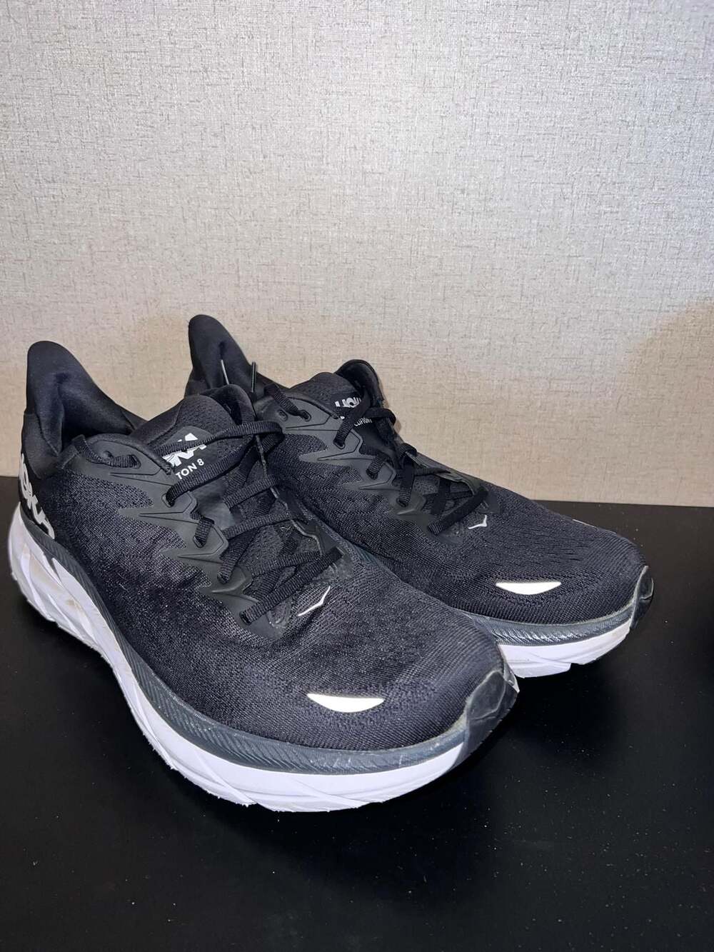 HOKA One One Clifton 8 Wide Black White Men's Running Shoes Size 13 2E - Picture 10 of 11